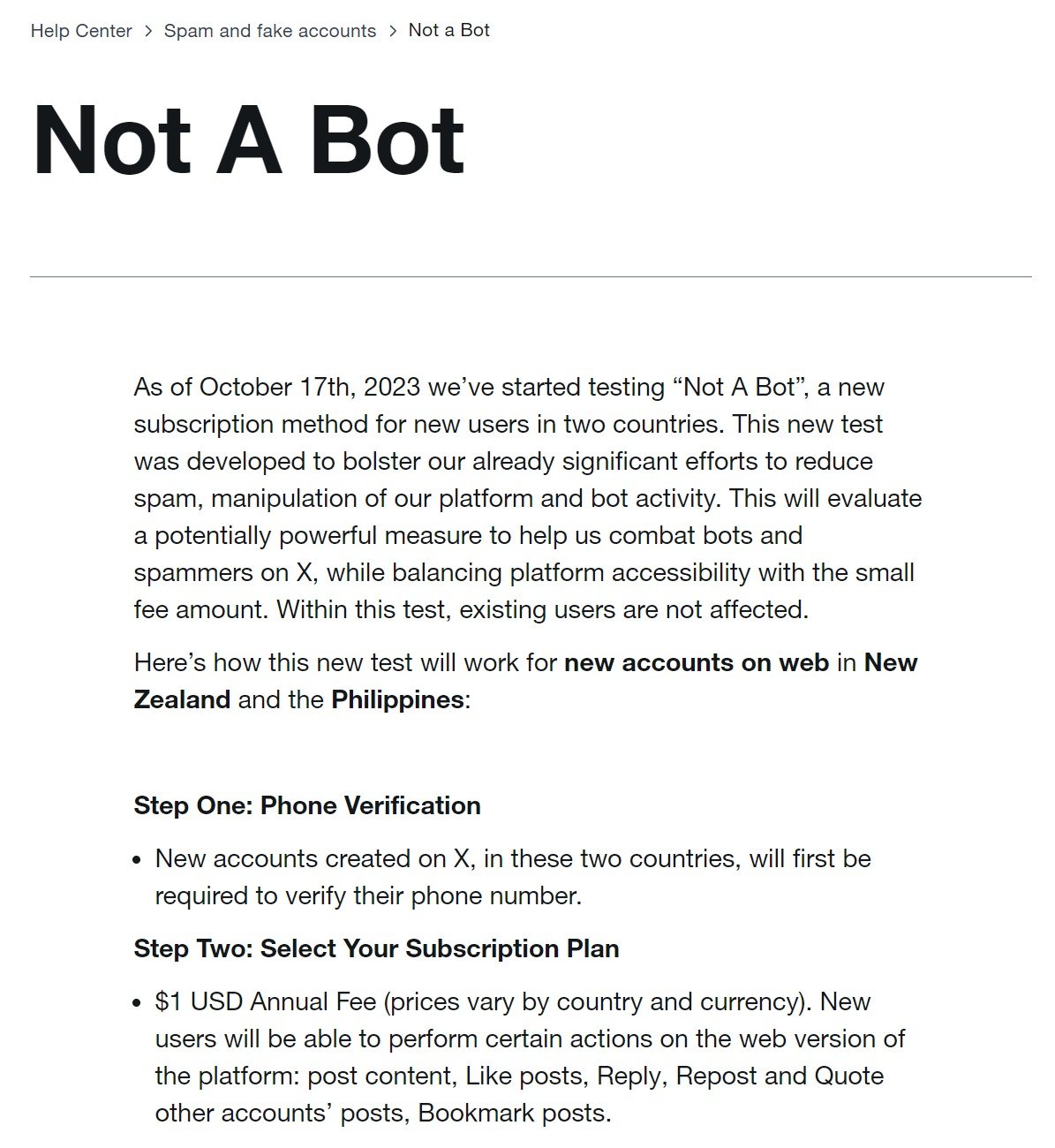 X（旧Twitter）有料化テスト開始　新規登録＆投稿するなら年1ドル「Not A Bot」　一部地域で