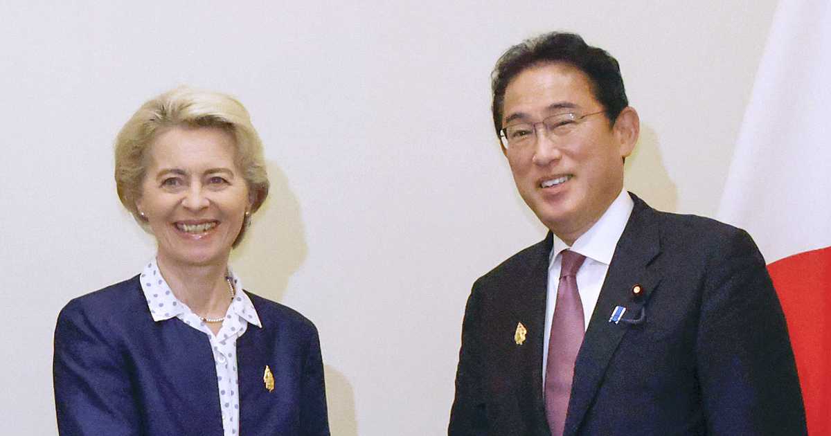 岸田首相、欧州委員長と経済安保協力で一致　ガザ情勢でも意見交換