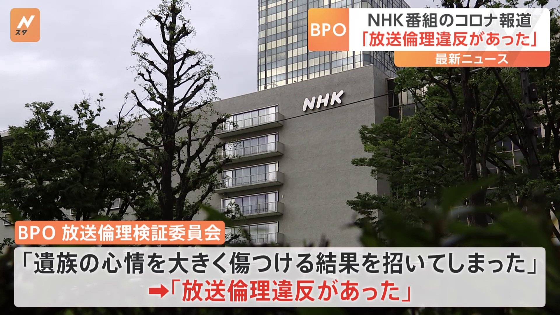 NHK「ニュースウオッチ9」　コロナ報道「放送倫理違反があった」　BPO 放送倫理検証委員会