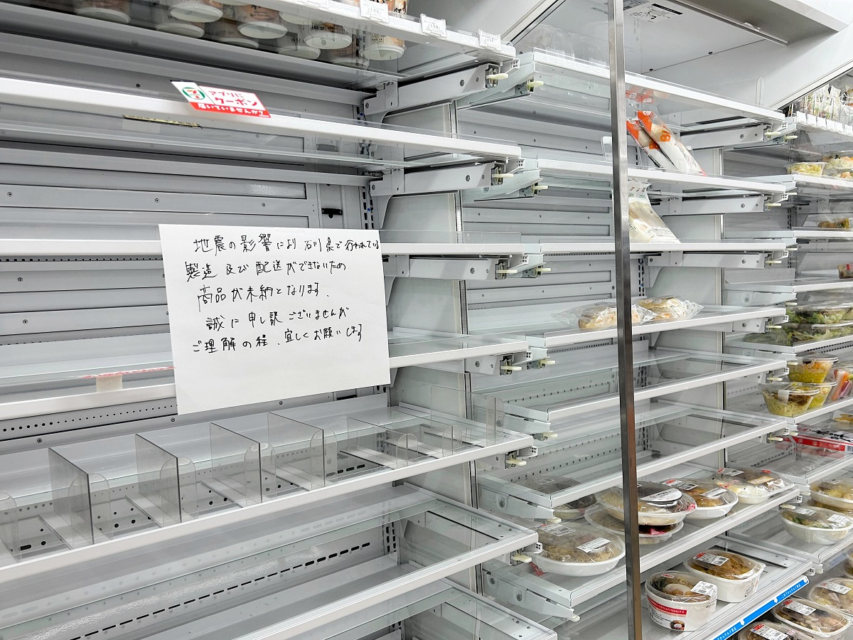 福井県内のコンビニで食品の品切れも　能登半島地震、石川県の配送拠点から入荷ストップ　宅配便の配達にも遅れ