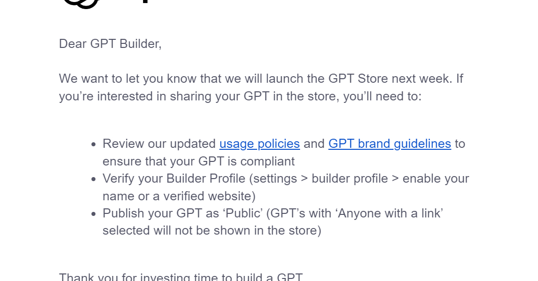 OpenAI、開発したオリジナル「GPTs」を公開できる「GPT Store」開店へ