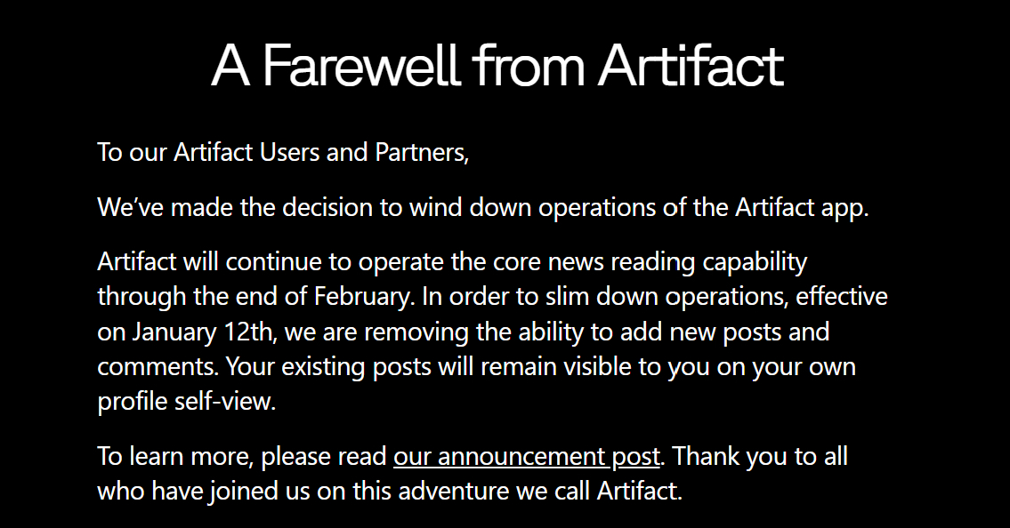 Instagram創業者のAIニュースアプリ「Artifact」、2月で終了