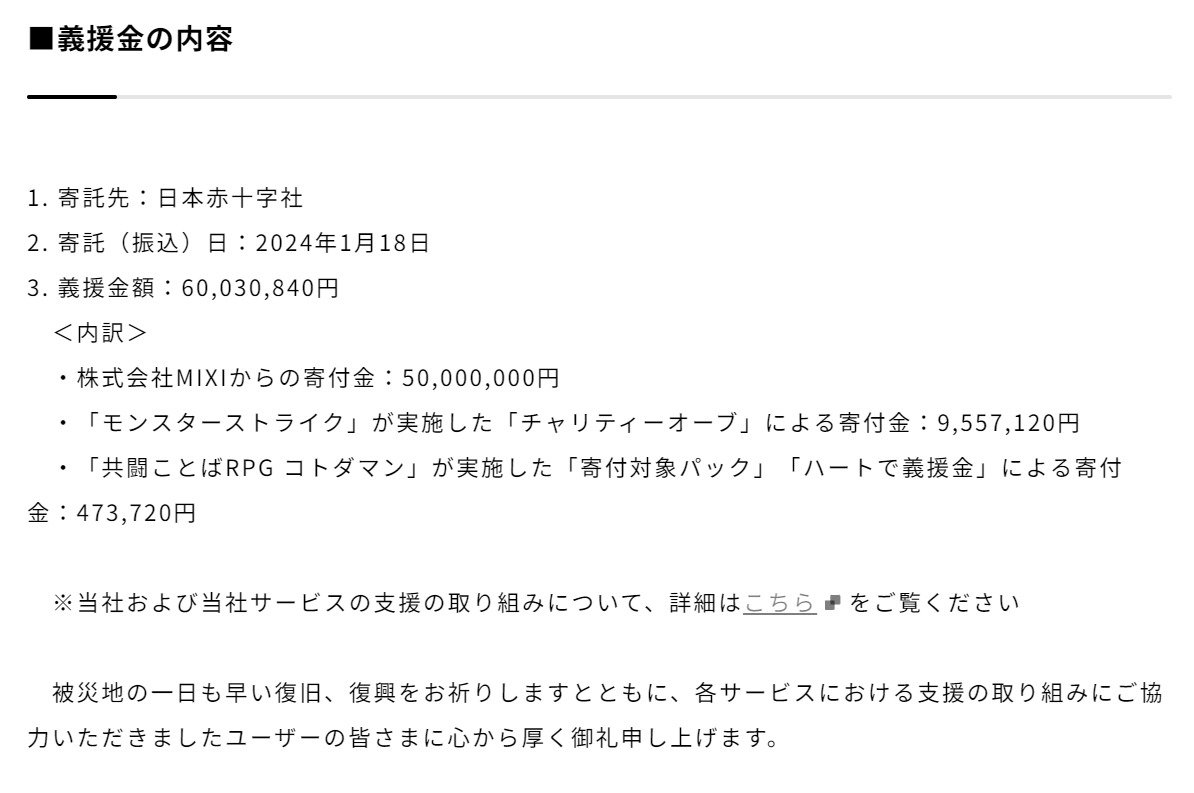 「モンスト」ユーザーから能登義援金950万円　「チャリティオーブ」約6万セット買われる