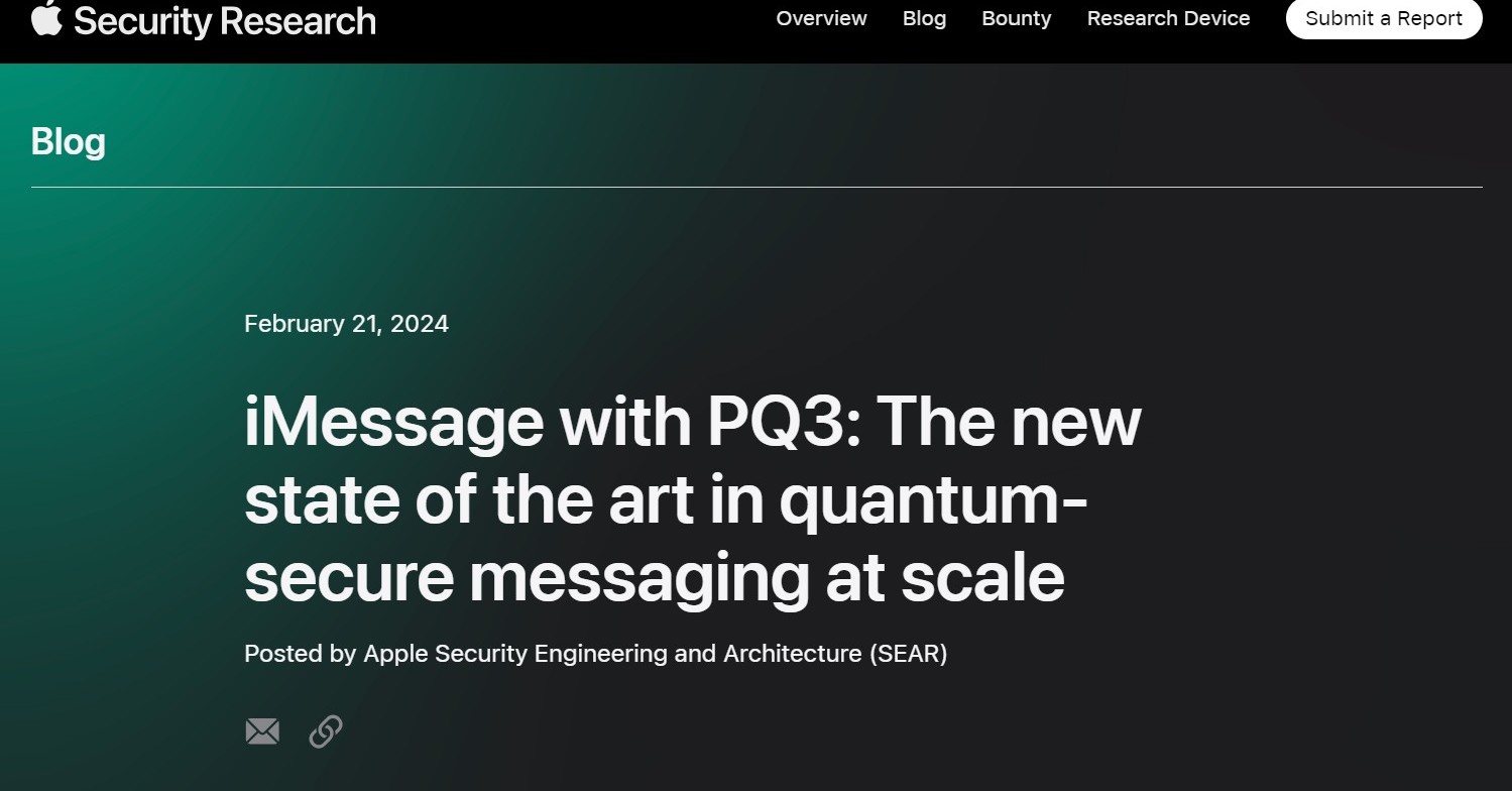 Apple、「iOS 17.4」の「iMessage」に量子コンピューティング攻撃防御の「PQ3」搭載へ