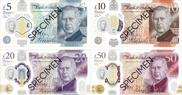 チャールズ英国王が描かれた新紙幣の実物を公開　母エリザベス女王の現行紙幣も使用可能