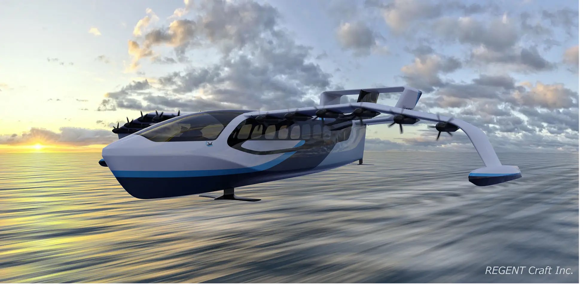 HIS、“空飛ぶ船”電動シーグライダーを開発するREGENT社に出資　長期的に100名乗りの「Monarch」の商用運航開始を目指す