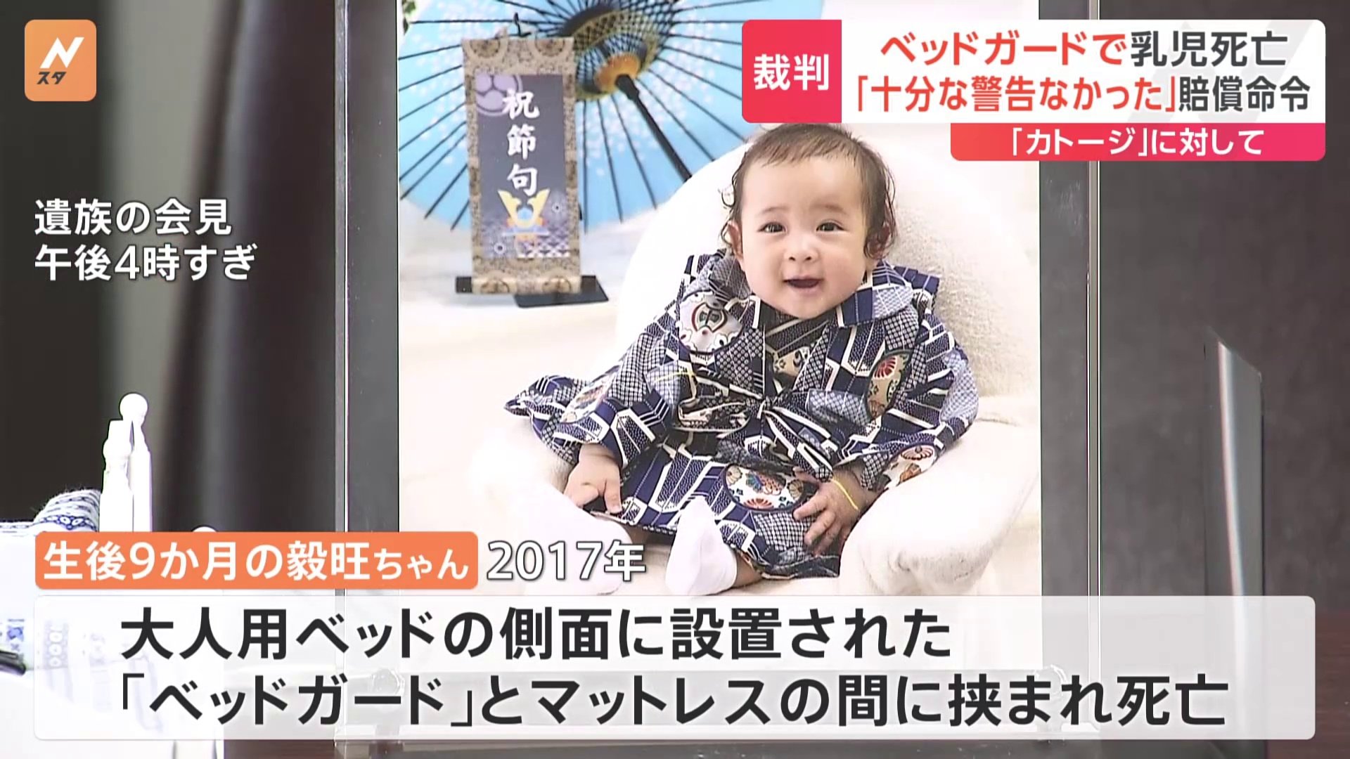 生後9か月の男の子“ベッドガード”に挟まり死亡「カトージ」に3500万円超の賠償命令「十分な警告なかった」東京地裁判決