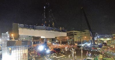 阪神高速会社／１４号松原線橋梁架替、橋脚２基を巨大クレーンで同時架設