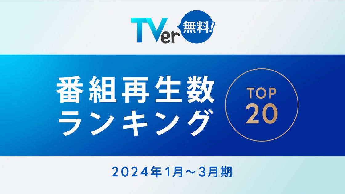 【TVer】2024年1-3月 番組再生数ランキング1位はTBSテレビ 金曜ドラマ『不適切にもほどがある！』