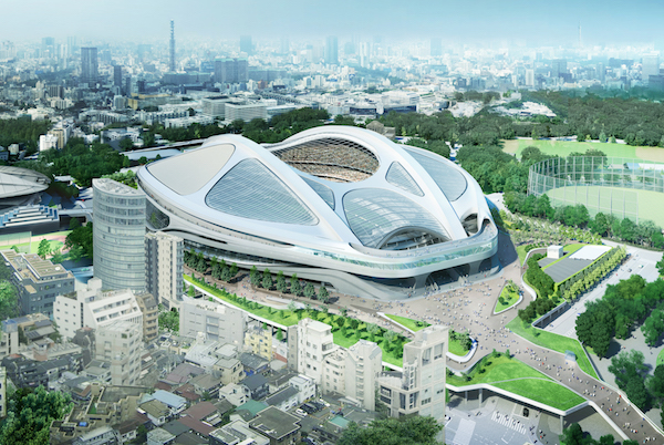 ザハ・ハディド氏による新国立競技場の設計案は今年7月に白紙撤回された（提供：日本スポーツ振興センター/AP/アフロ）