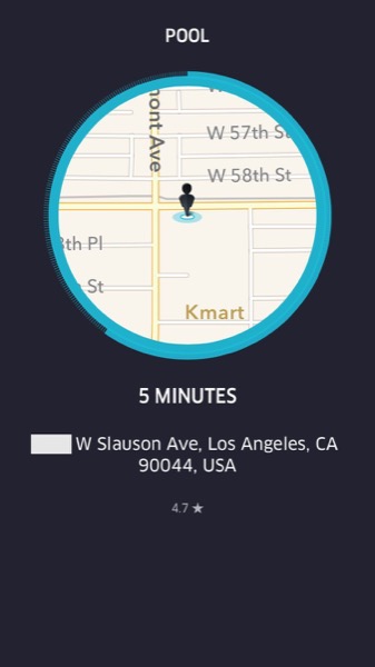 「UberPOOL」を選択したCさんを乗せて走りだすと、また呼び出し画面が表示される。これを受けると、2人目の乗客を相乗りさせることができる