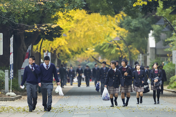 Tokyo, Japan - November 25 2013: Unidentified Japanese students