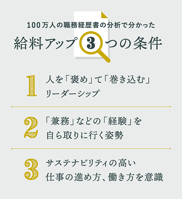 初公開 100万人の職務経歴から分かった 給料アップ 3つの条件