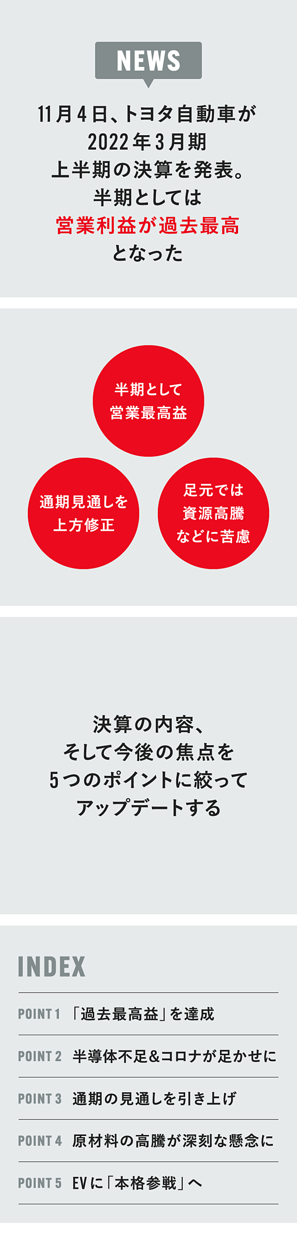 3分スライド】トヨタの決算を「5つのポイント」で押さえる